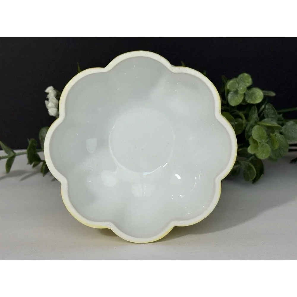VTG  Vista Alegre for Mottahedeh Yellow & White Porcelain Pumpkin Lidded Bowl 5